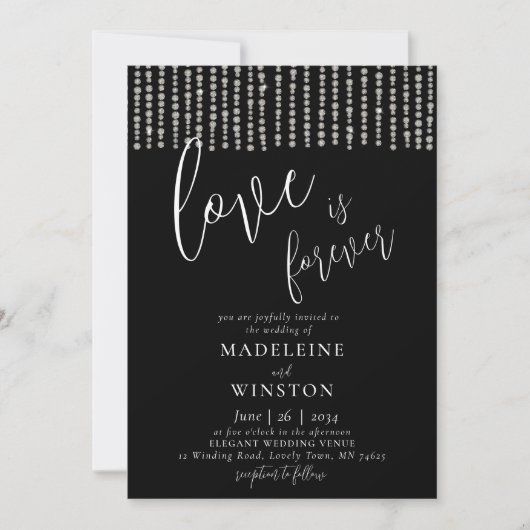 Love is Forever Glitter Diamond Sparkles Wedding Kaart (Voorkant)