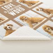 LOVE IS | Foto Collage Puppy op Brown Sherpa Deken (3/4)