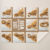 LOVE IS | Foto Collage Puppy op Brown Sherpa Deken (Voorkant (horizontaal))