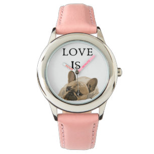 Love is French Bulldog Cute Frenchie Dog mama Horloge