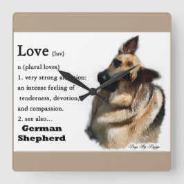Love is German Shepherd Gifts Vierkante Klok