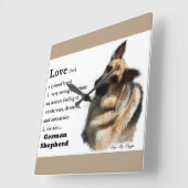 Love is German Shepherd Gifts Vierkante Klok (Hoek)