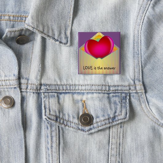 "LOVE is het antwoord" Kute Heart Design Button (In situ)