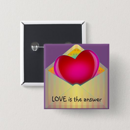"LOVE is het antwoord" Kute Heart Design Button (Voorkant /achterkant)