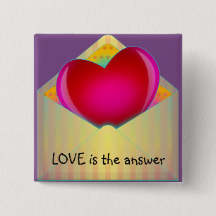 "LOVE is het antwoord" Kute Heart Design Button