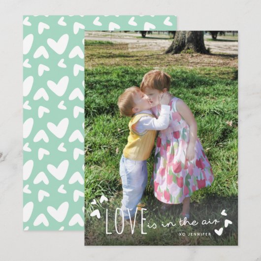 Love is in Air Cute Valentijnsdag Photo Card (Voorkant / Achterkant)