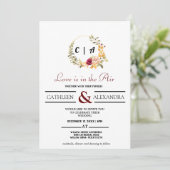 Love IS IN AIR Romantic Script with elegant floral Kaart (Staand voorkant)