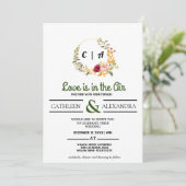 Love IS IN AIR Romantic Script with elegant floral Kaart (Staand voorkant)