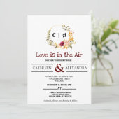 Love IS IN AIR Romantic Script with elegant floral Kaart (Staand voorkant)