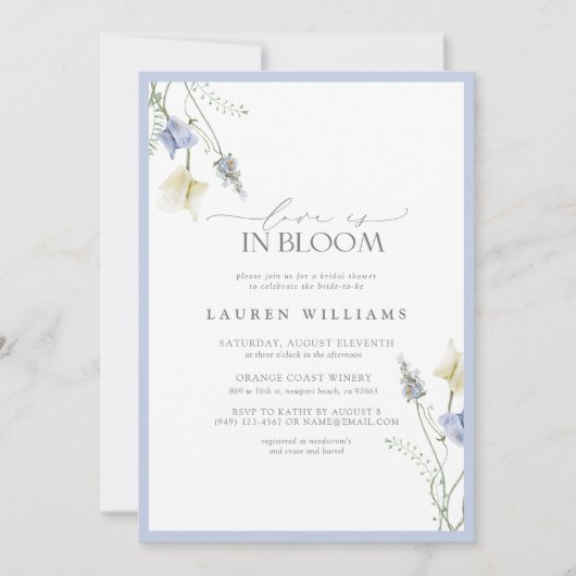 Love Is In Bloom Blue Wildflower Vrijgezellenfeest Kaart (Voorkant)