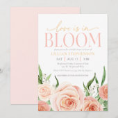 Love Is In Bloom Blush Pink Floral Bridal Shower Kaart (Voorkant / Achterkant)