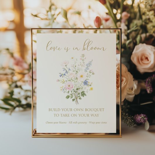 Love is in Bloom Boeket Bar Bruids Bruiloft Poster