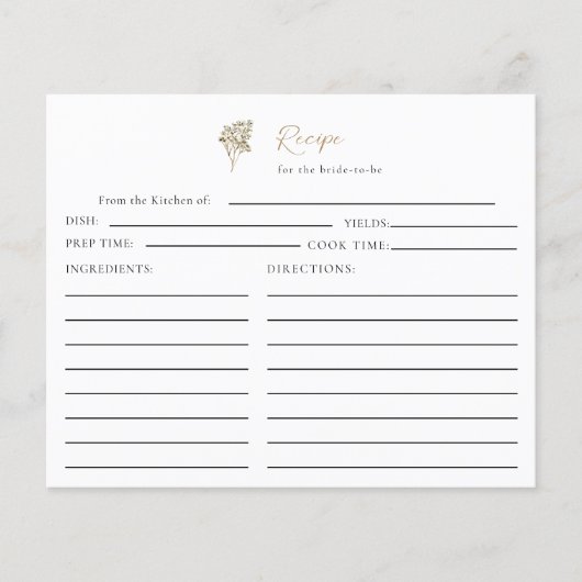 Love is in Bloom Boho Bridal Shower Recipe Floral (Voorkant)