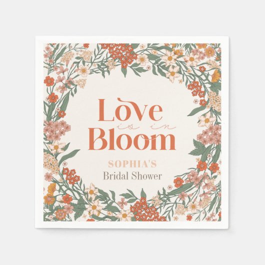 Love is in Bloom Boho Wildflower Bridal Shower Servet (Voorkant)