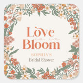 Love is in Bloom Boho Wildflower Bridal Shower Vierkante Sticker (Voorkant)