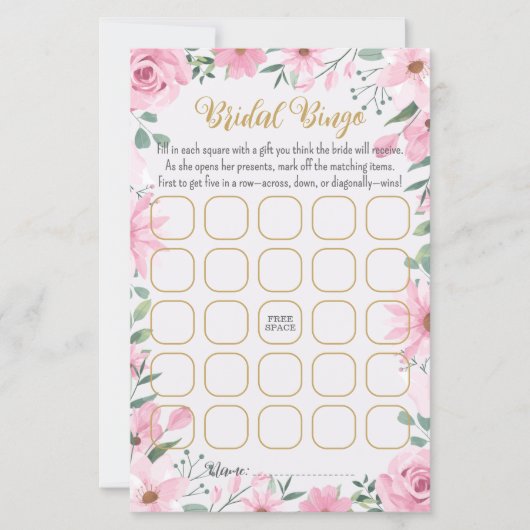 Love is in Bloom Bridal Shower Bingo Game (Voorkant)
