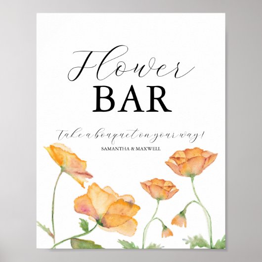 Love Is In Bloom Bridal Shower Flower Bar Sign Poster (Voorkant)