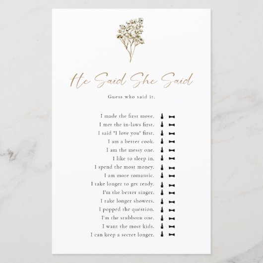 Love is in Bloom Bridal Shower He Said She Said (Voorkant)