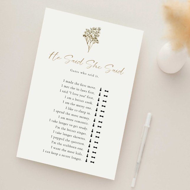 Love is in Bloom Bridal Shower He Said She Said (Creator heeft geüpload)