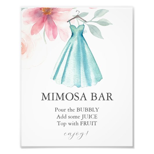 Love is In Bloom Bridal Shower Mimosa Bar Sign Foto Afdruk (Voorkant)