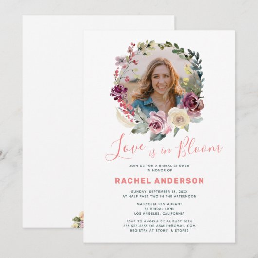 Love is in Bloom Brides Photo Vrijgezellenfeest Kaart (Voorkant / Achterkant)