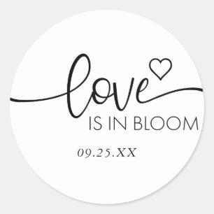 Love is in Bloom Bruiloftsborrel  Ronde Sticker