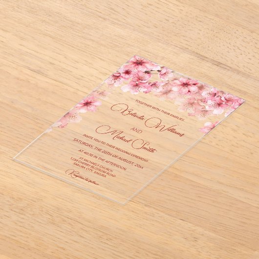 Love Is In Bloom | Cherry Blossom Bridal Shower Acryl Uitnodigingen (Laagn)