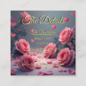 Love is in Bloom Details Pink Roses Wedding Invite Informatiekaartje (Voorkant)
