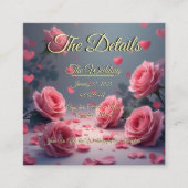 Love is in Bloom Details Pink Roses Wedding Invite Informatiekaartje (Voorkant)