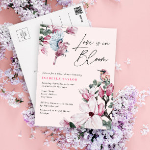 Love is in Bloom Floral Birds Budget Vrijgezellenf Uitnodiging Briefkaart