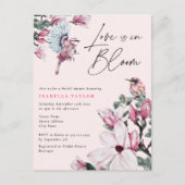 Love is in Bloom Floral Birds Budget Vrijgezellenf Uitnodiging Briefkaart (Voorkant)
