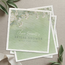 Love Is in Bloom Green Floral Bridal Shower Napkin Servet