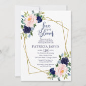 Love Is In Bloom Navy Blue Floral Vrijgezellenfees Kaart (Voorkant)