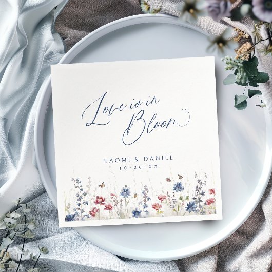 Love is in Bloom Navy Wildflower Rustic Wedding Servet
