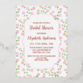 Love Is In Bloom Pink Floral Bridal Shower Folie Uitnodiging (Voorkant)