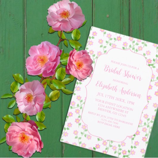 Love Is In Bloom Pink Floral Bridal Shower Kaart