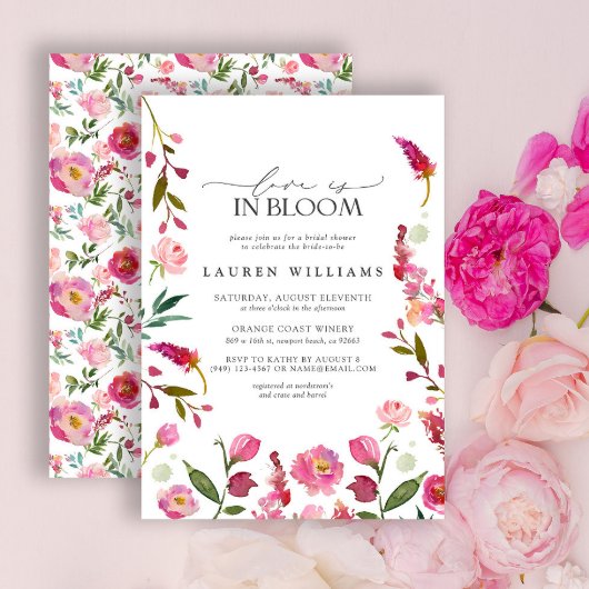 Love Is In Bloom Pink Flowers Vrijgezellenfeest Kaart