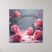 Love is in Bloom Pink Roses Romantic Valentine's Canvas Afdruk (Voorkant)