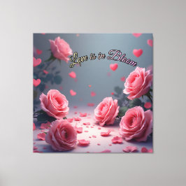 Love is in Bloom Pink Roses Romantic Valentine's Canvas Afdruk
