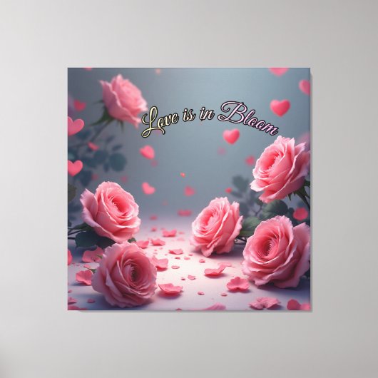 Love is in Bloom Pink Roses Romantic Valentine's Canvas Afdruk (Voorkant)