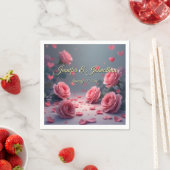 Love is in Bloom Pink Roses Wedding Customize Servet (Insitu)