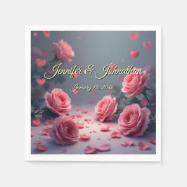 Love is in Bloom Pink Roses Wedding Customize Servet