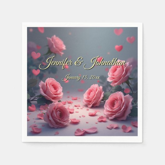 Love is in Bloom Pink Roses Wedding Customize Servet (Voorkant)