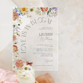 Love Is In Bloom Pressed Wildflower Bridal Shower Acryl Uitnodigingen