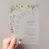 Love Is In Bloom Pressed Wildflower Bridal Shower Acryl Uitnodigingen (Insitu (Draagbaar))