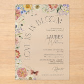 Love Is In Bloom Pressed Wildflower Bridal Shower Acryl Uitnodigingen (Voorkant)