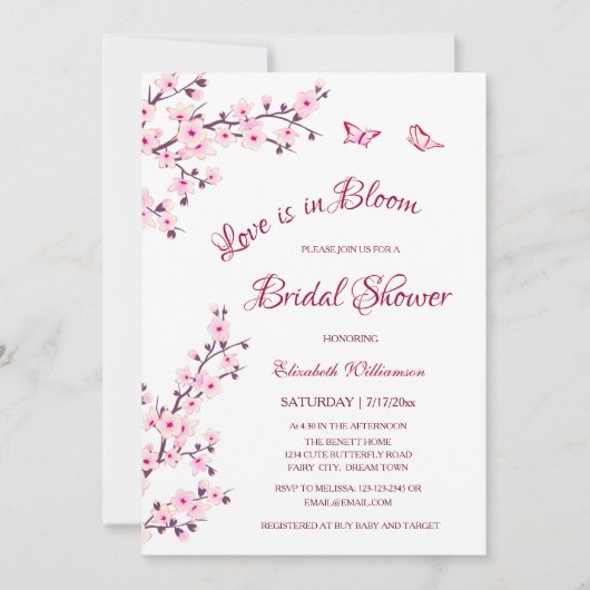 Love Is In Bloom | QR Code Register Bruiloft Feest Kaart (Voorkant)