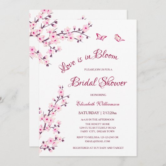 Love Is In Bloom | QR Code Register Bruiloft Feest Kaart (Voorkant / Achterkant)