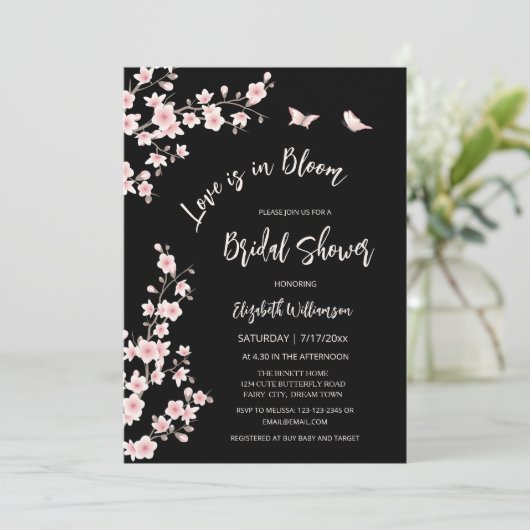 Love Is In Bloom | QR Code Registry Bridal Shower Kaart (Staand voorkant)
