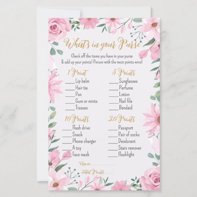 Love is in Bloom Shower What’s in Your Purse Game (Voorkant)